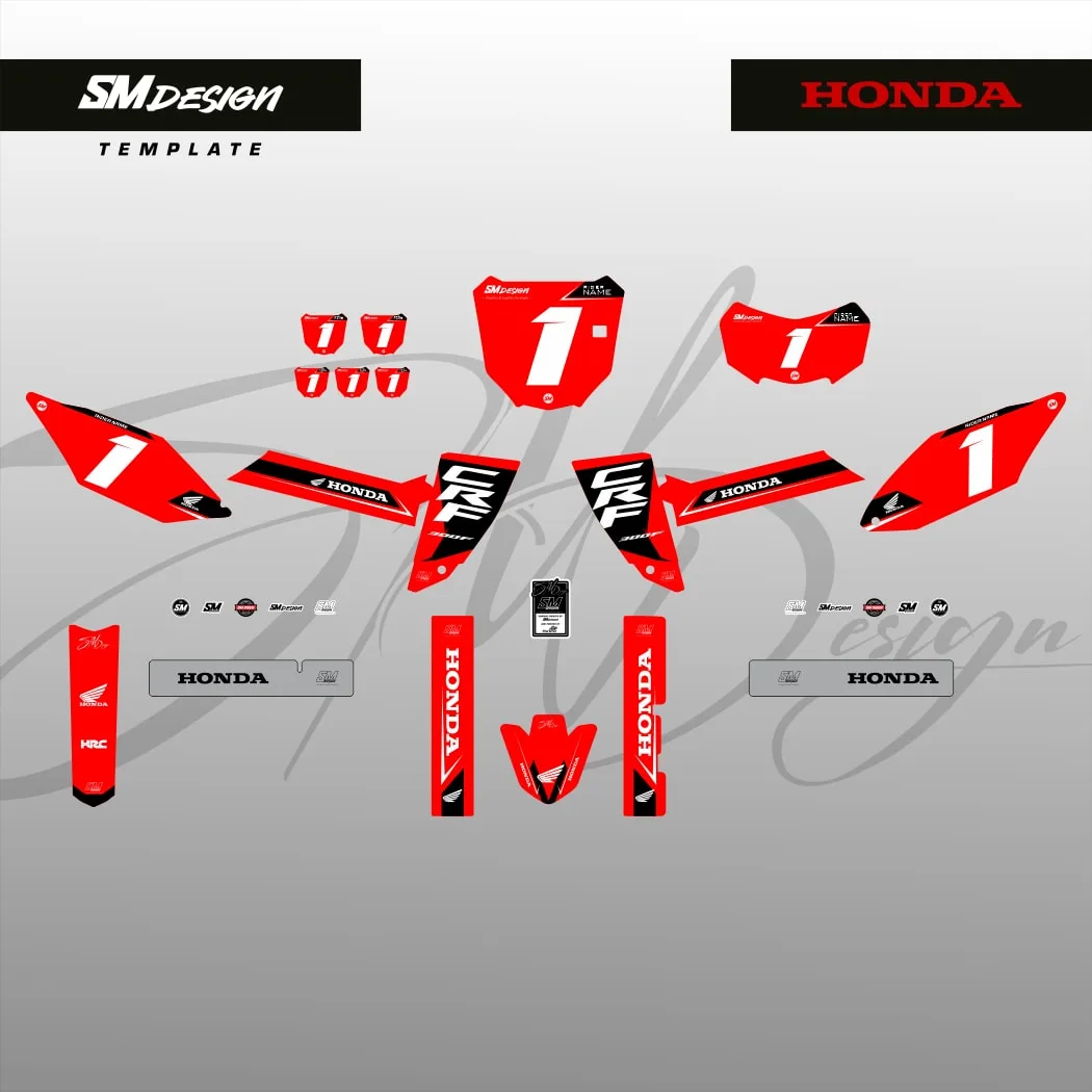 Kit Sticker Honda CRF300F #3 — Vermelho