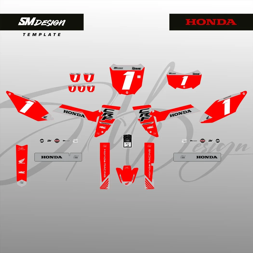 Kit Sticker Honda CRF300F #8 — Vermelho